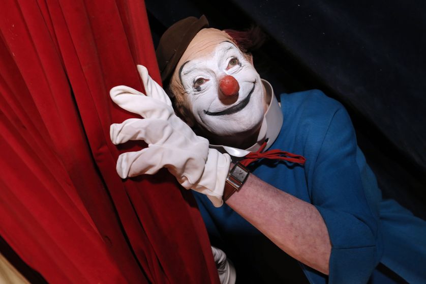 Le comédien-clown Pierre Etaix, en tant que Yoyo le 3 décembre 2012 au cirque Bouglione à Chatou.