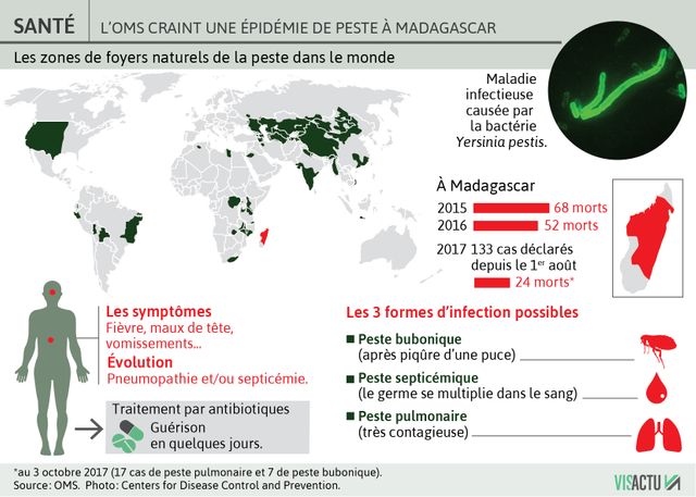 Les zones de foyers naturels de la peste dans le monde