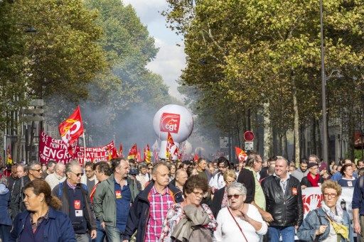 Manifestation, hier à Paris, à l'appel de la CGT et de Solidaires contre la réforme du Code du travail