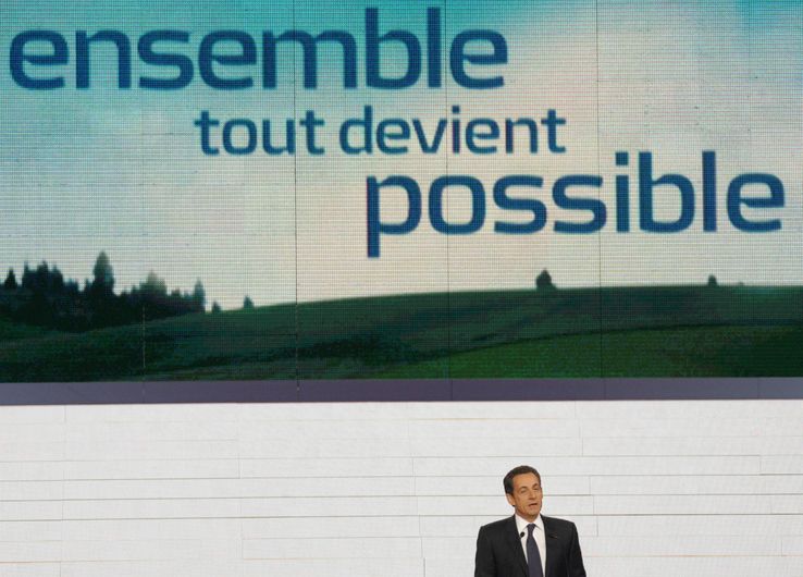Nicolas Sarkozy lors d'un congrès de l'UMP le 14 janvier 2007