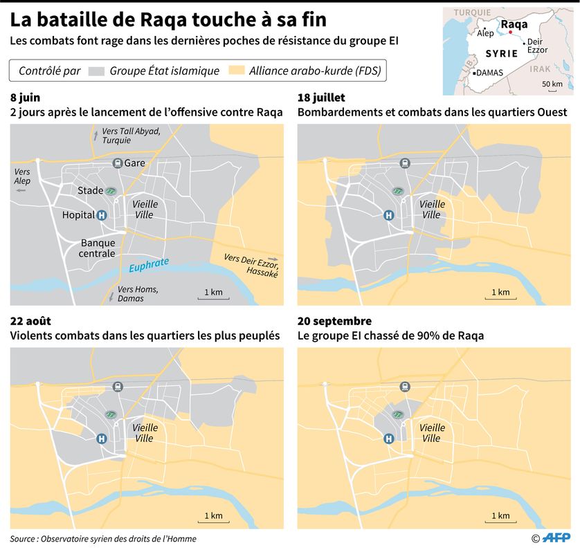 Les djihadistes du groupe Etat islamique sont sur le point de perdre la ville de Raqa, au nord de la Syrie