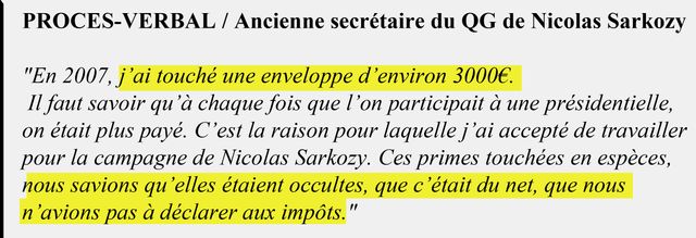 Extrait du procès-verbal de l'ancienne secrétaire au QG de Nicolas Sarkozy