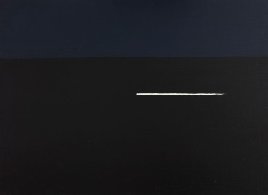 Anna-Eva Bergman, N°1-1982 Trait d'argent 1982 Acrylique et feuille de métal sur panneau de bois Isorel 73 x 100 cm Collection Fondation Hartung-Bergman