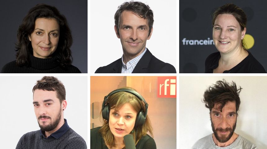 Fabienne Argiroffo © RTS - Yannick Dumont Baron © RC - Solenne Le Hen © Radio France/Christophe Abramowitz - Fabrice Gérard © RTBF - Florence Morice © RFI - Yves Zahno © RTS