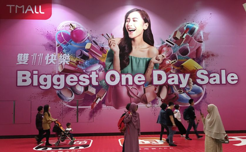 Affiche publicitaire à l'occasion de la Journée des Célibataires en Chine