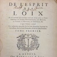 Montesquieu, De l'Esprit des loix 1re ed, 1748, vol 1, page de titre