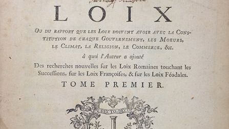 Montesquieu, De l'Esprit des loix 1re ed, 1748, vol 1, page de titre - Gallica/Smuconlaw