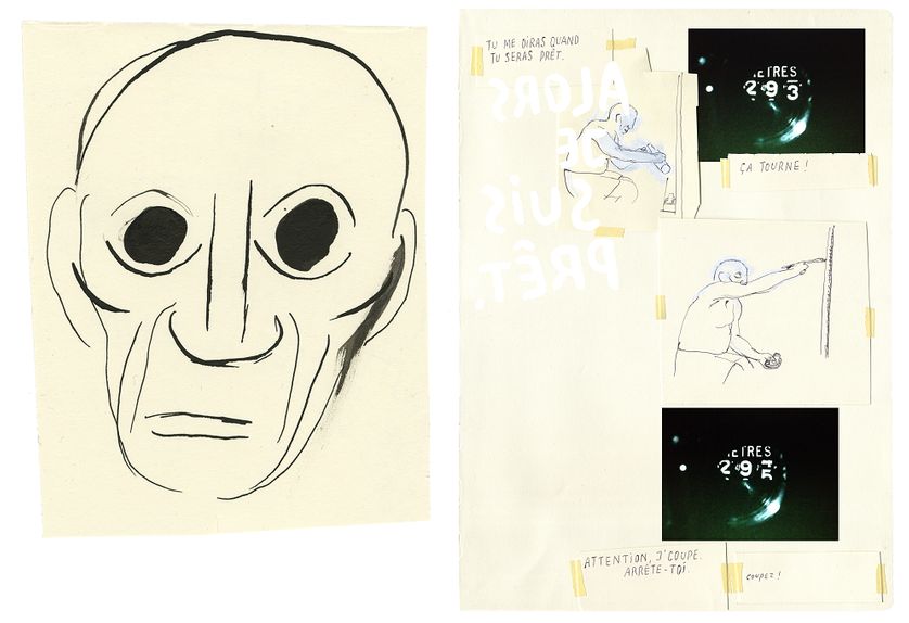 Oeuvres de Philippe Dupuy autour d'Henri-Georges Clouzot et du film Le Mystère Picasso : Portrait de Picasso