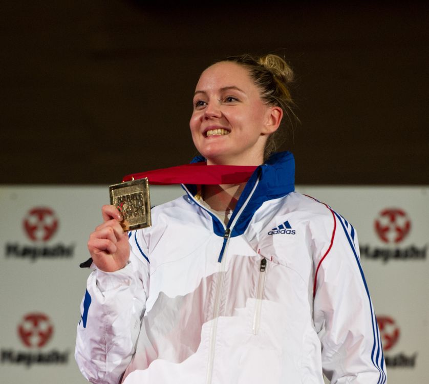 Alizée Agier, diabétique, sacrée championne du monde de karaté (68kg) le 8 novembre 2014, à Brême en Allemagne