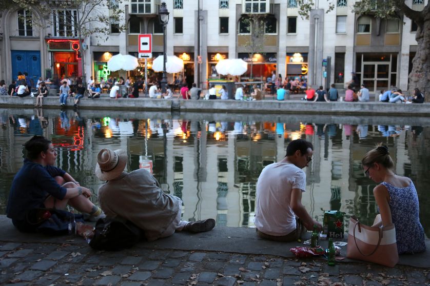 les bords du canal Saint-Martin à Paris, septembre 2016