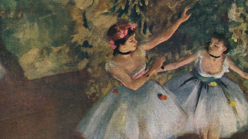 "Deux danseuses sur scène", pastel sur toile d'Edgar Degas, 1874.