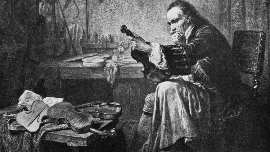 Stradivarius dans son atelier par Jean-Edouard Hamman, XIXe siècle.