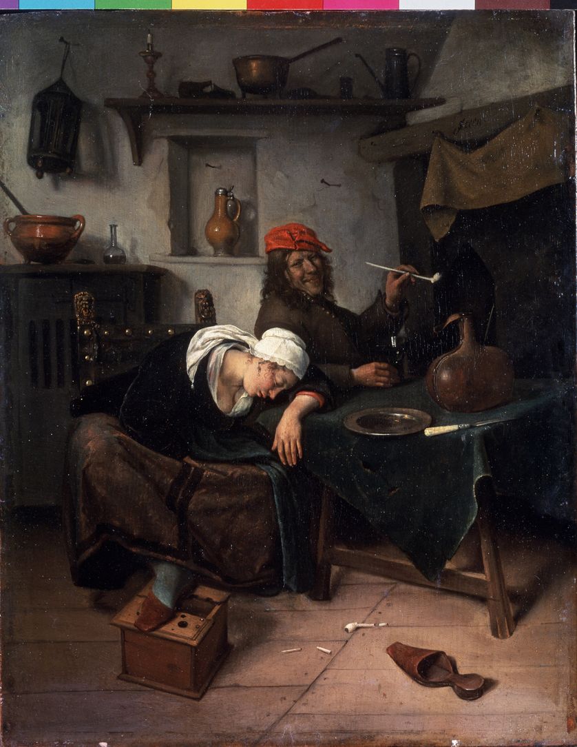 Les paresseux, Jan Havicksz Steen (1626-1679), Musee de l'Ermitage, Saint Petersbourg