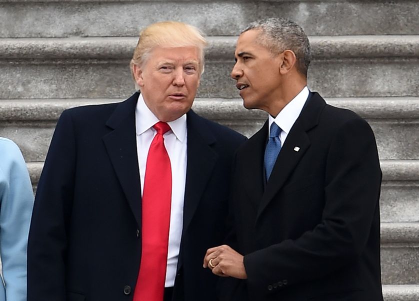 Donald Trump et Barack Obama, pendant la passation de pouvoirs en janvier dernier