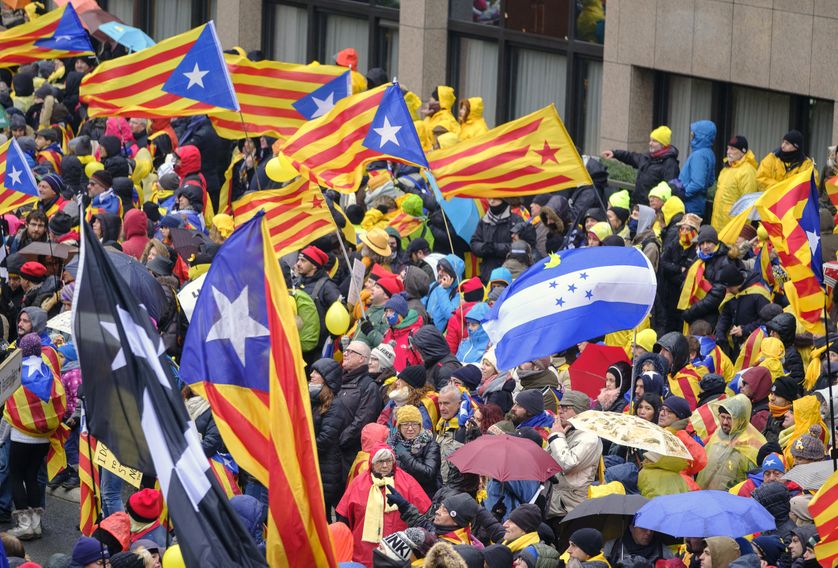 Manifestation de soutien aux independantistes catalans , Bruxelles 7 decembre 2017.
