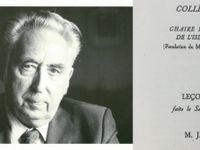 Jacques Berque (détail de la couverture, "Mémoires des deux rives", Le Seuil), page de garde l'édition de sa leçon inaugurale au Collège de France