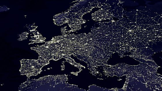 L'Europe de nuit, et l'absence de frontière visible, vue satellite, ©AFP - NASA
