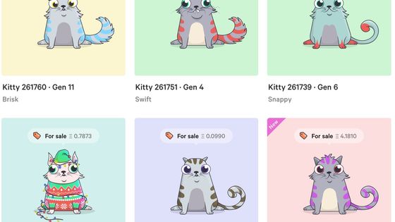 Sur Crypto Kitties, les chatons se vendent en Ether, une monnaie virtuelle - www.cryptokitties.co
