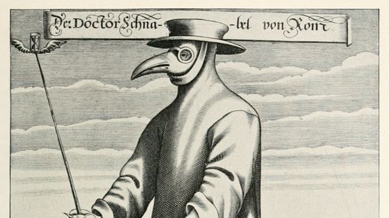 Un médecin de peste à Rome, pendant une épidémie de peste, portant un masque de protection. - CC