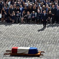 Le Président Emmanuel Macron lors de l'hommage national à Simone Veil, le 5 juillet 2017 aux Invalides