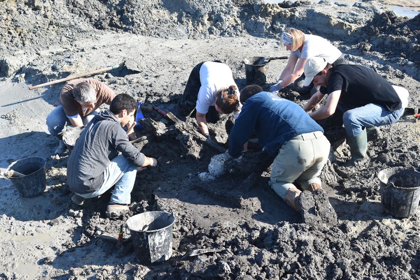 Cliché pris sur l'un des sites de recherches de l'institut Ausonius, lors de la fouille d'un puits à Soulac-sur-Mer. Les puits font partie des vestiges qui renseignent les chercheurs sur la vie de nos ancêtres