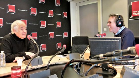 France Musique, studio 141... Jacques Mailhot, humoriste, directeur du Théâtre des 2 Ânes & Benoît Duteurtre ©Radio France - Annick Haumier