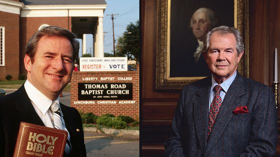Jerry Falwell (1980) / Pat Robertson (1993) ©Getty - Wally McNamee
