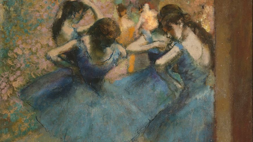 Edgar Degas "Danseuses bleues" vers 1890, huile sur toile, H. 0.853 ; L. 0.753, Musée d'Orsay, Paris, France