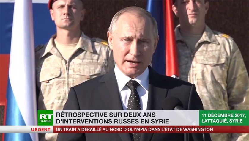 Capture d'écran du premier JT de la chaîne RT France