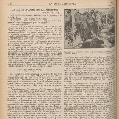 La Guerre mondiale : bulletin quotidien illustré, "La démocratie et la guerre" par Julien de Narfon (1863-1919), impr. Atar (Genève), 10 juin 1917