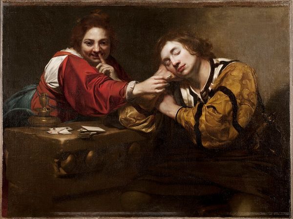 Nicolas Régnier, Le Camouflet, huile sur toile, H. 1,01 x L. 1,33 m, Stockholm, Nationalmuseum, NM 7077