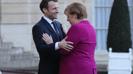 Angela Merkel reçue à l'Elysée par Emmanuel Macron, le 19 janvier 2018 ©AFP - LUDOVIC MARIN / AFP