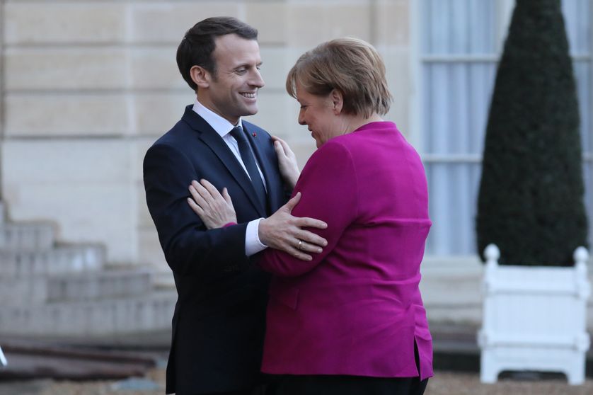Angela Merkel reçue à l'Elysée par Emmanuel Macron, le 19 janvier 2018