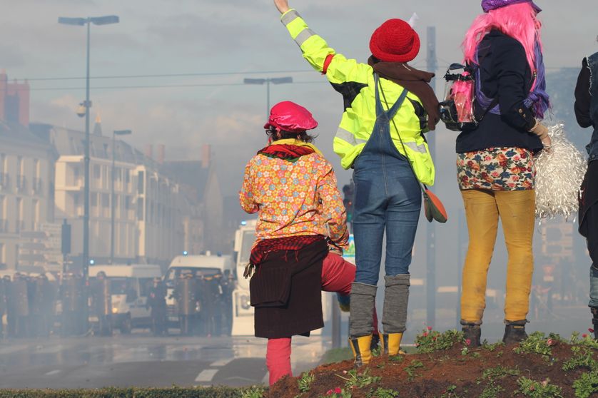 manifestants opposés au projet d'aéroport à Notre-Dame-des-landes le 22 février 2014