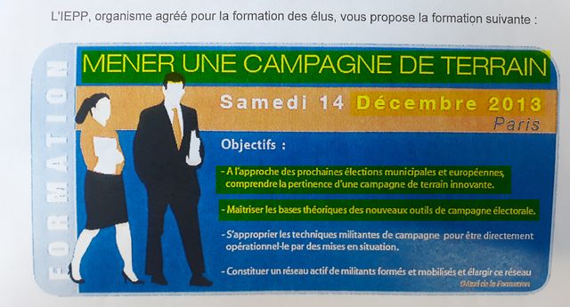 Dans les catalogues de formation à destination des élus, on trouve des sessions intitulées « Mener une campagne de terrain » ou encore « Objectif municipales ».