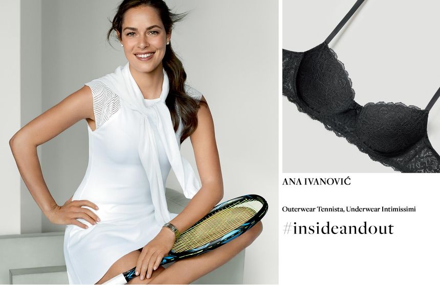 Visuel de la campagne de publicité Intimissimi, avec la joueuse de tennis Ana Ivanović
