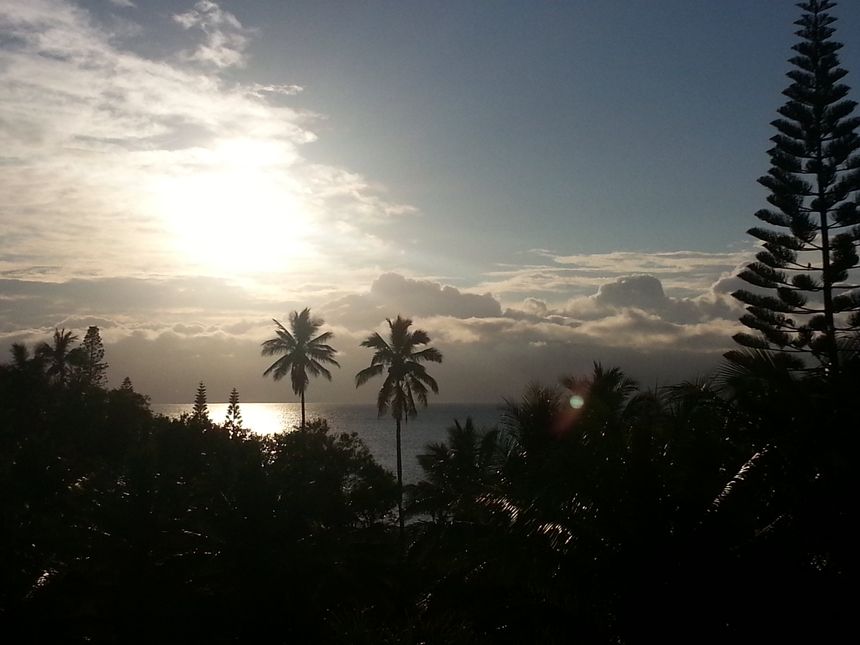 Coucher de soleil dans la baie de l'Anse Vata