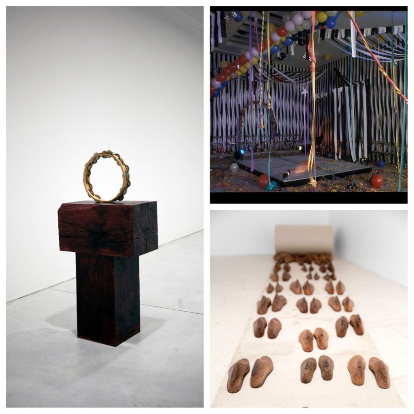 A gauche : Edgar Sarin ; en haut à droite : Visuel Galerie des Galeries ; en bas : L'intime et le monde