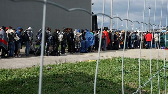 A line of Syrian refugees crossing the border of Hungary and Austria on their way to Germany. Hungary, Central Europe, 6 September 2015. - Wikicommons/Mstyslav Chernov