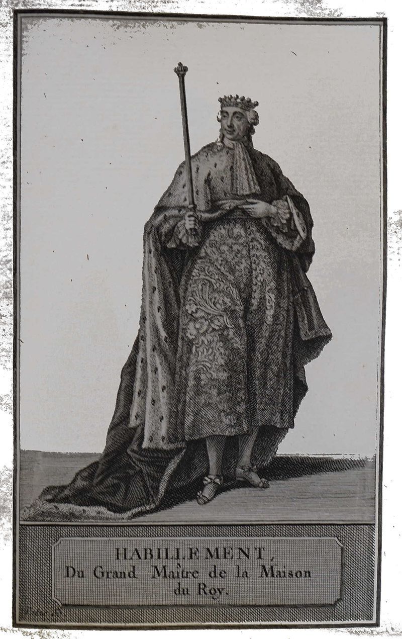 Maître de la maison, en 1775, lors du sacre de Louis XVI. Extrait du livre "Sacre et couronnement de Louis XVI ...".