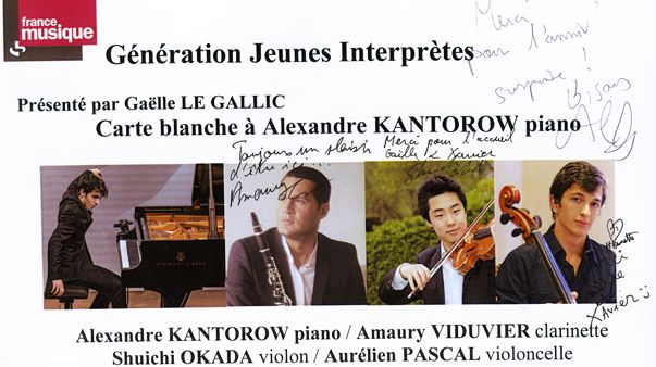 Livre d'or Alexandre Kantorow/Amaury Viduvier/Suichi Okada/Aurélien Pascal