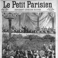 Le banquet des Maires, au Palais de l'Industrie. Le discours de M. Chautemps, président du Conseil Municipale de Paris.