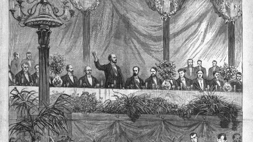 Le banquet des Maires, au Palais de l'Industrie. Le discours de M. Chautemps, président du Conseil Municipale de Paris. ©AFP - Le Petit Parisien / RetroNews-BnF / BnF-Partenariats
