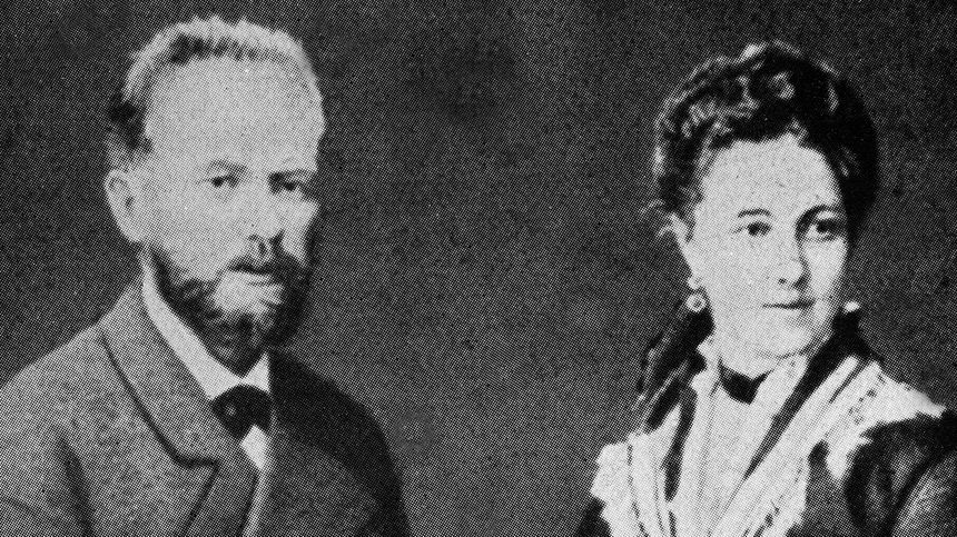 Piotr Ilitch Tchaïkovski et sa femme et Antonina Ivanovna Milioukova, en juillet 1877.