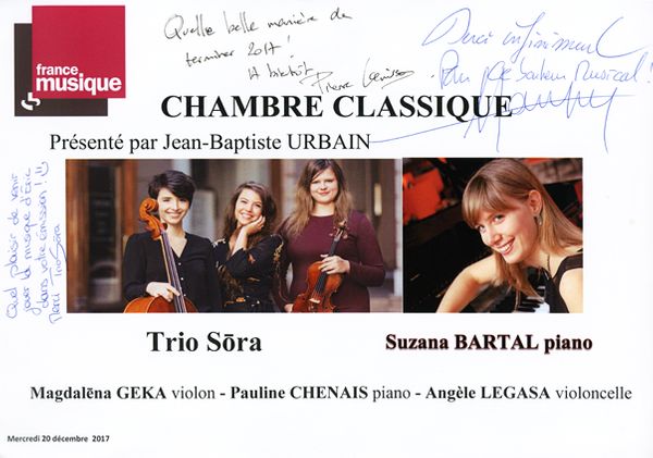 Livre d'or Trio Sora / Suzana Bartal