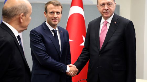 Emmanuel Macron et Recep Tayyip Erdogan s'étaient rencontrés une première fois le 19 septembre dernier à New York lors de l'Assemblée Générale de l'ONU ©AFP - LUDOVIC MARIN
