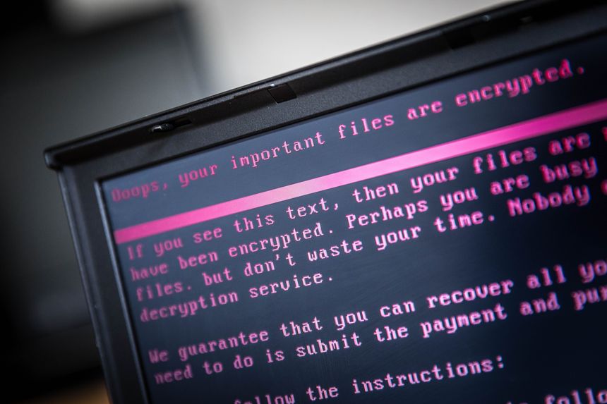 Un ordinateur infecté par le rançongiciel Wannacry
