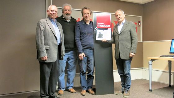 France Musique, studio 131... Mario Hacquard, Dominique Chailley, Benoît Duteurtre & Michel Denis (de g. à d.) ©Radio France - Annick Haumier