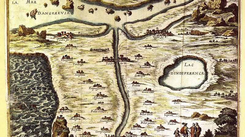 Gravure : la Carte du Tendre, Paris, BNF, 1654