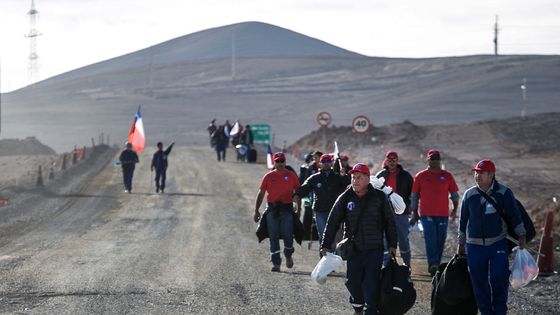 Grève de mineurs chiliens à Antofagasta, au Chili, le 9 septembre 2017 ©AFP - MAGALY VISEDO